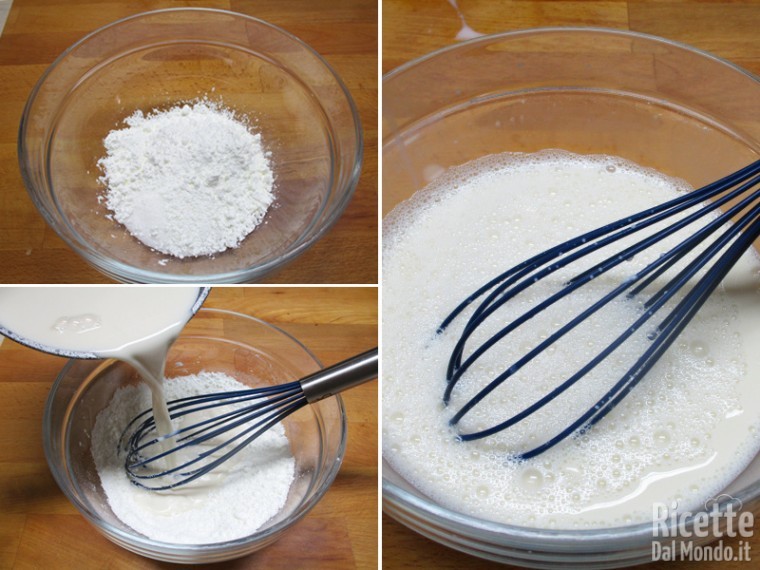 Mescolare zucchero, maizena e latte di riso
