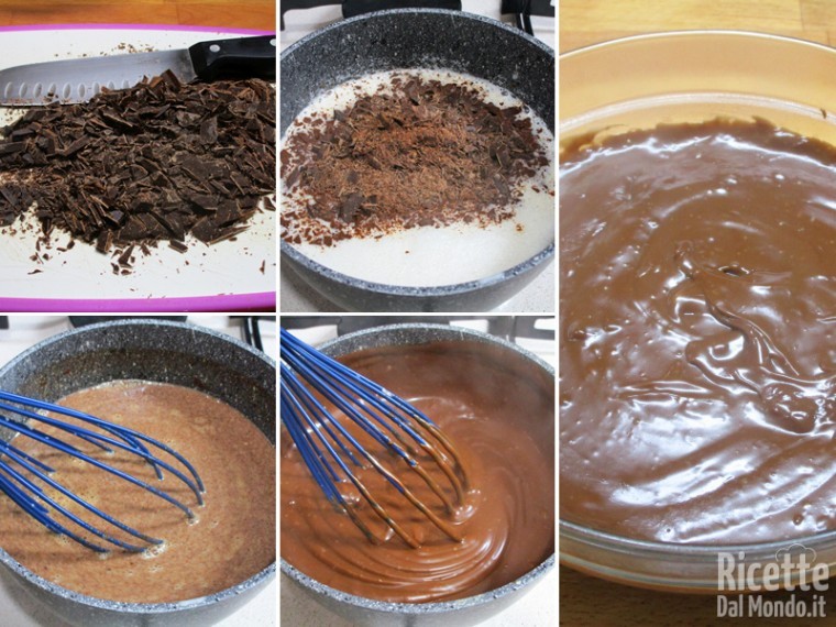 Aggiungere il cioccolato e cuocere la crema