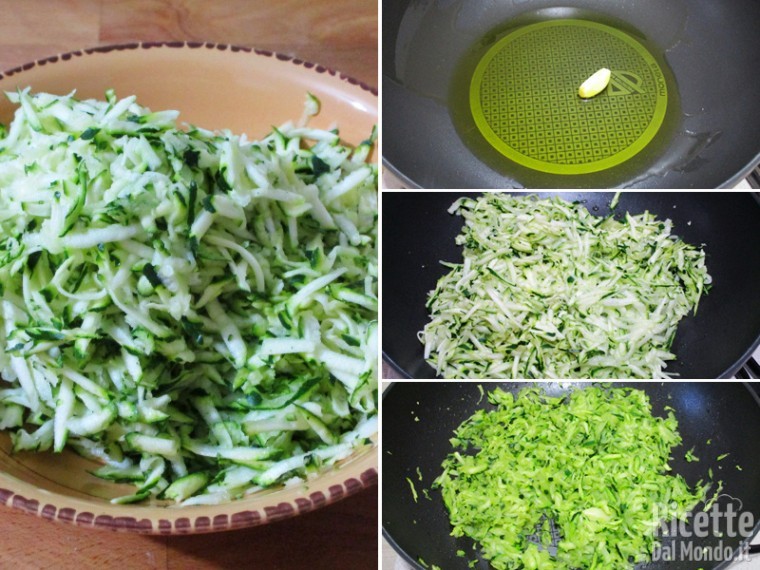 Grattugiare le zucchine e cuocerle