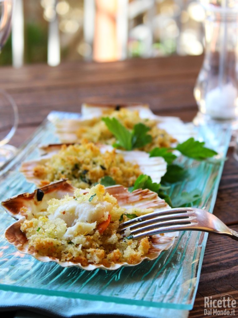 Capesante gratinate per antipasto