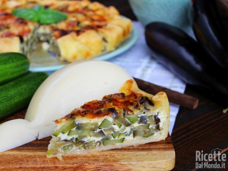 quiche di zucchine melanzane e caciocavallo fredda