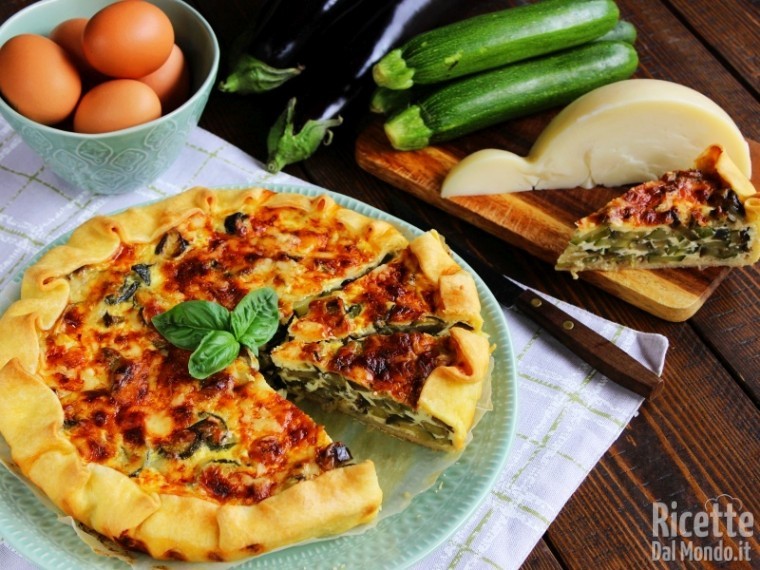 Quiche di zucchine melanzane e caciocavallo