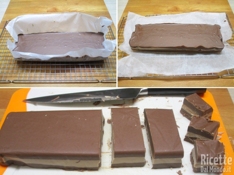 Far raffreddare e tagliare i cubetti per fare i cioccolatini