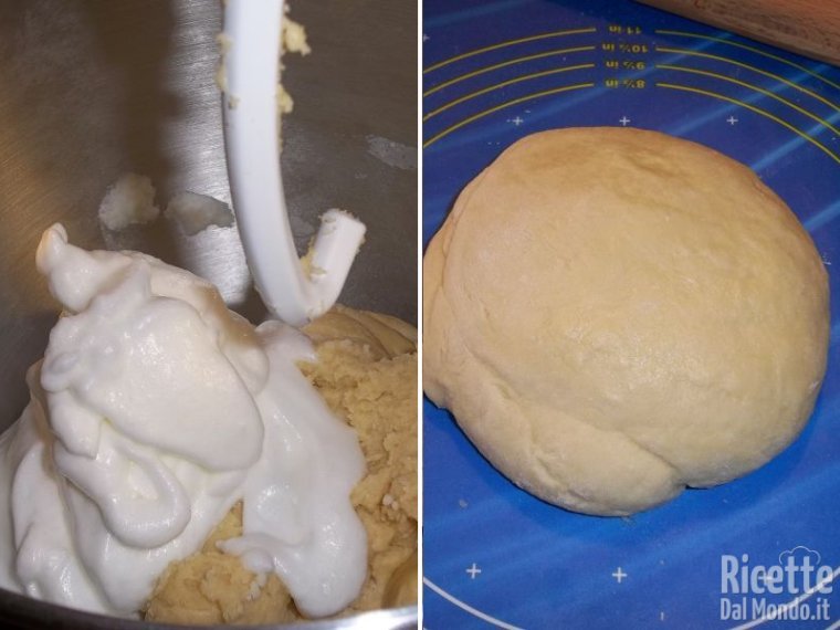 Aggiungere l'albume a neve e formare il panetto