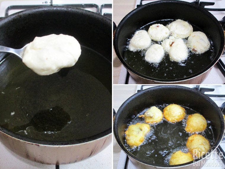 Friggere le frittelle in olio caldo