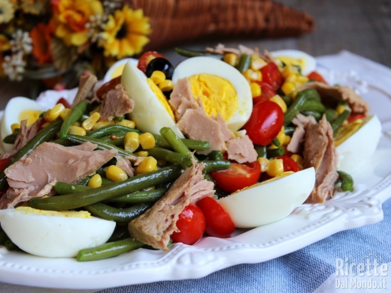 Ricetta di insalata fagiolini, tonno e uova