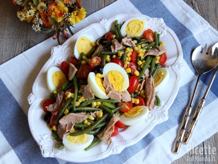 Insalata di fagiolini, tonno e uova