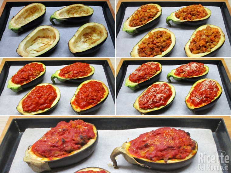 Farcire e cuocere le melanzane