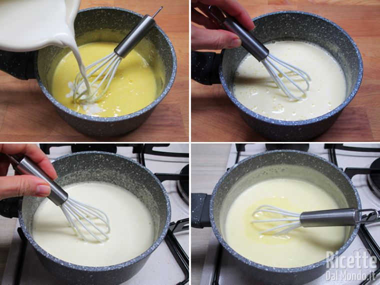 Unire la panna e cuocere la crema