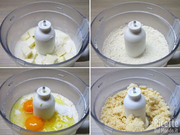 Lavorare gli ingredienti della frolla con il mixer