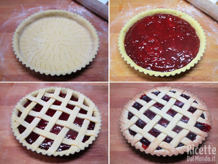 Farcire con la marmellata e cuocere la crostata