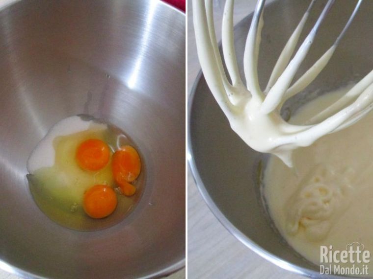 Lavorare uova e zucchero