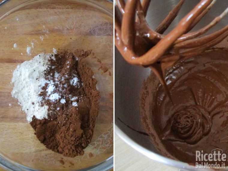Aggiungere farina, vanillina e cacao