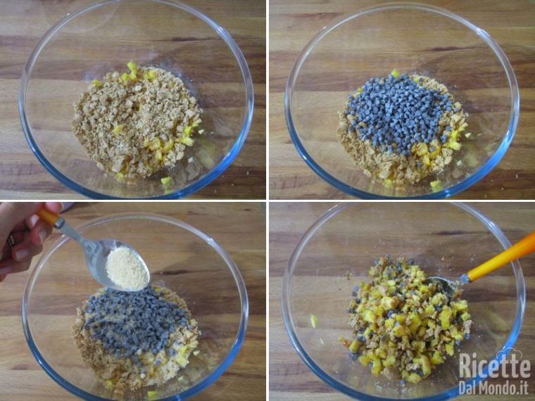 Aggiungere gli ingredienti alla polpa e amalgamare