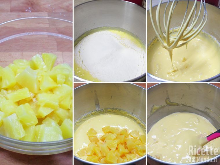Aggiungere farina e ananas