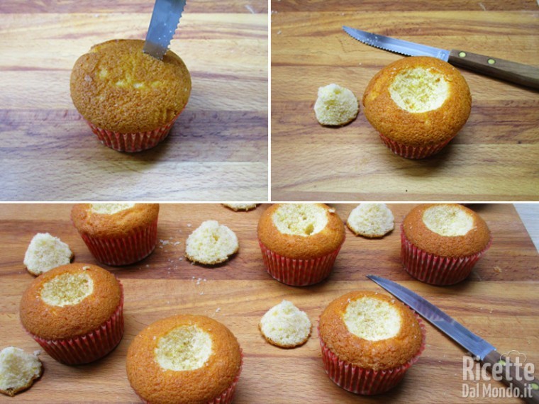 Scavare i muffin e ricavare delle piccole piramidi