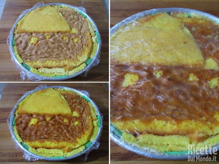 Coprire la cassata col pan di spagna