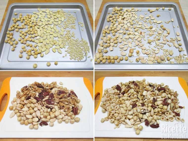 Tostare e tritare la frutta secca