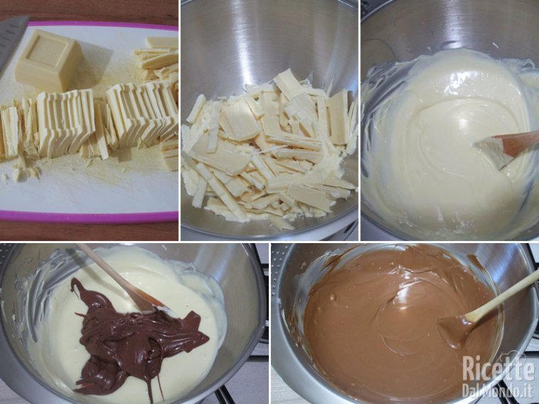 Mescolare cioccolato bianco e Nutella