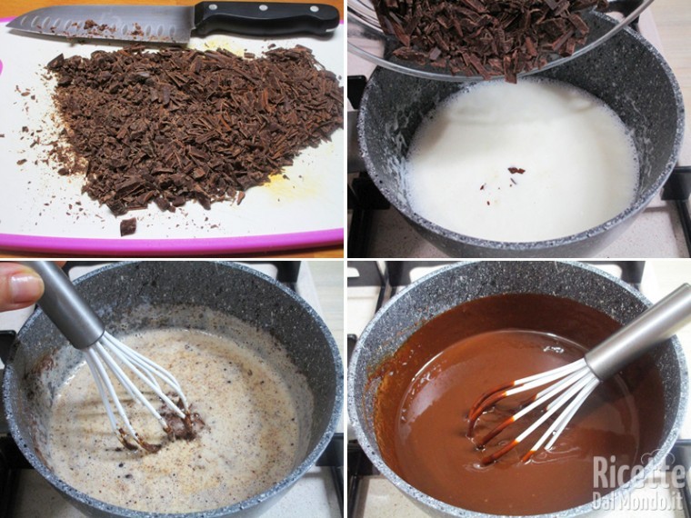 Sciogliere il cioccolato fondente nella panna