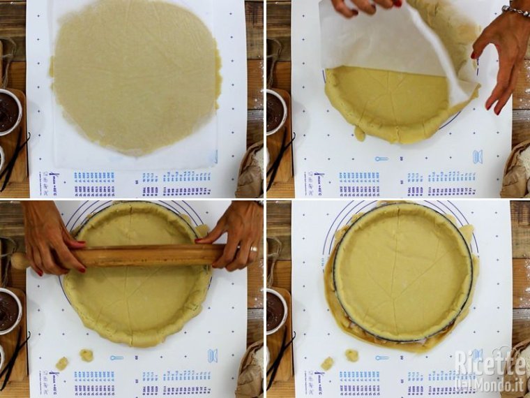 Foderare la tortiera con la sfoglia di pasta frolla