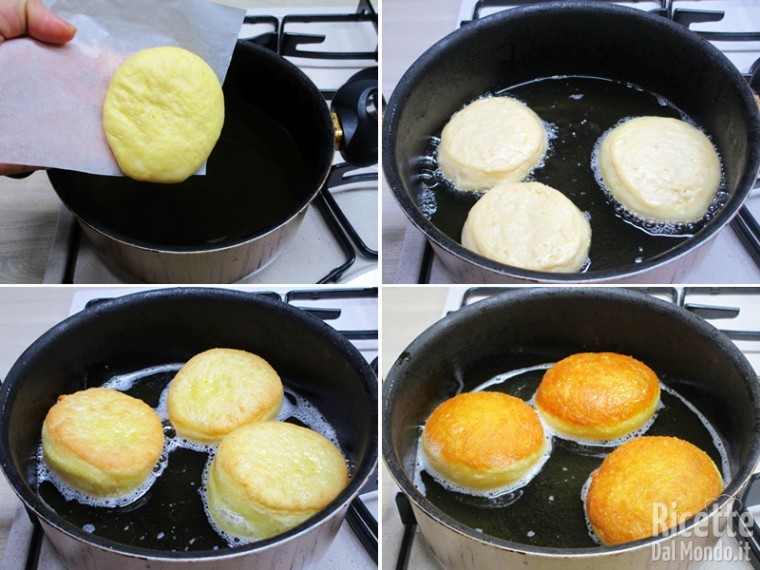 Friggere i krapfen in olio bollente
