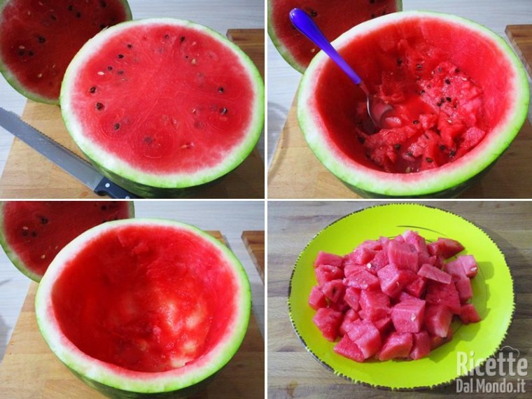 Macedonia fresca di frutta nell'anguria 2