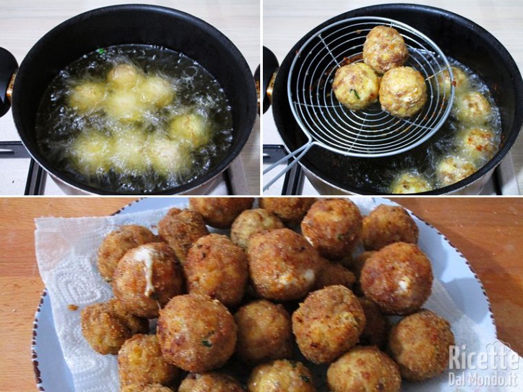 Friggere le polpette in olio caldo
