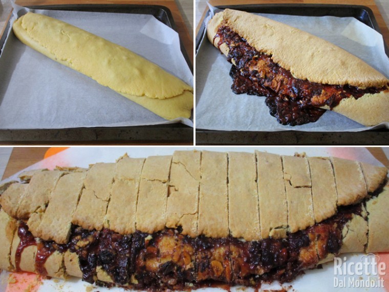 Cuocere lo strudel e tagliarlo in biscotti