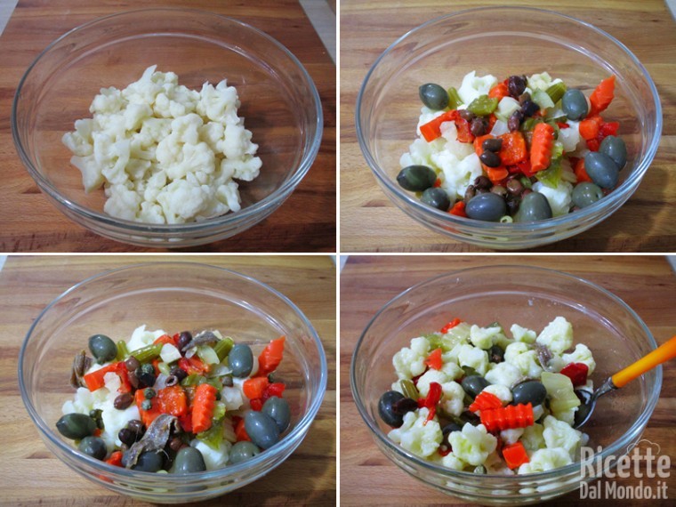 Aggiungere gli altri ingredienti e condire
