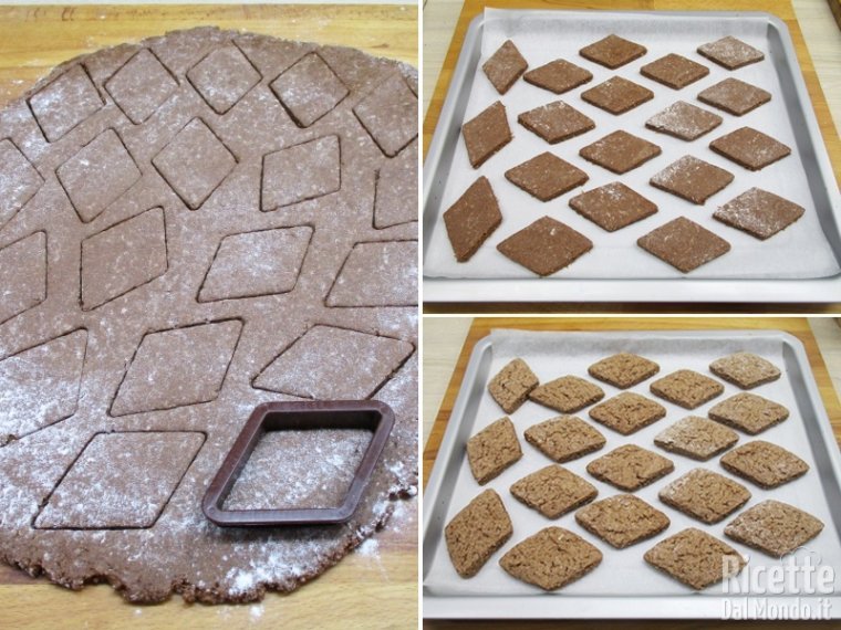 Ritagliare i biscotti e cuocerli in forno caldo