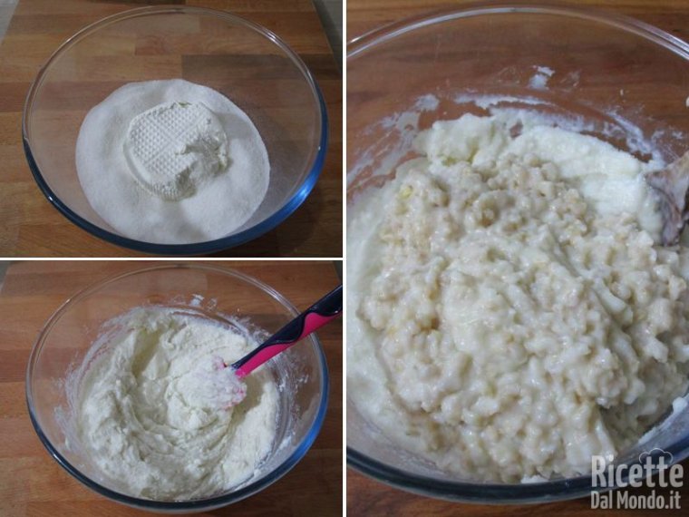 Unire il grano alla crema di ricotta