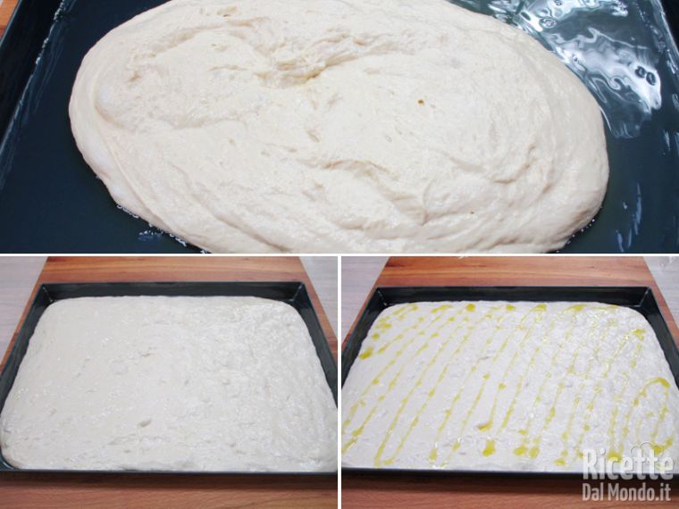 Trasferire l'impasto nella teglia e allargarlo
