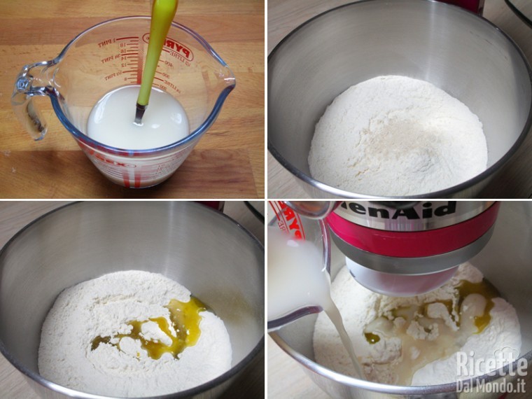 Iniziare a preparare la pasta per la pizza