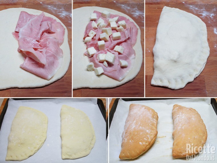 Farcire i calzoni con prosciutto e mozzarella