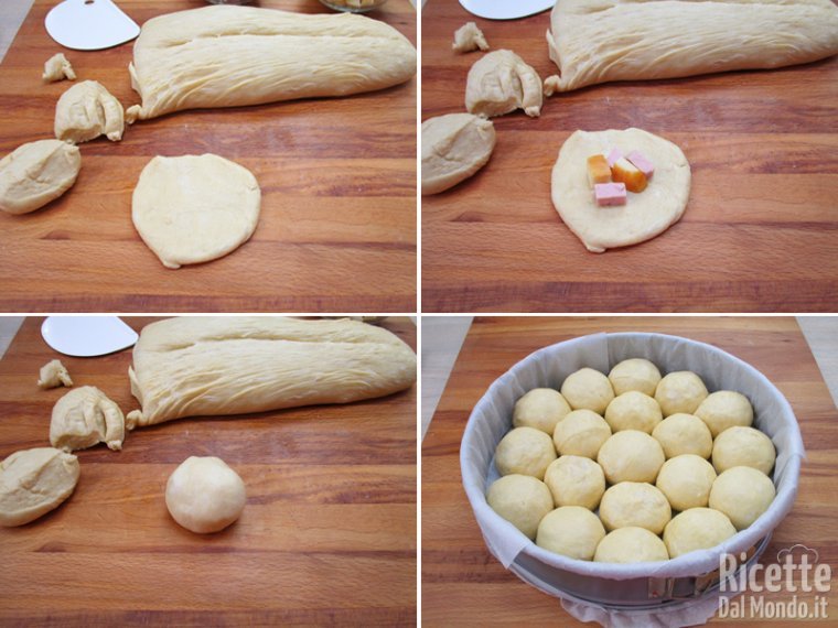 Staccare dei pezzi, farcire e formare le palline