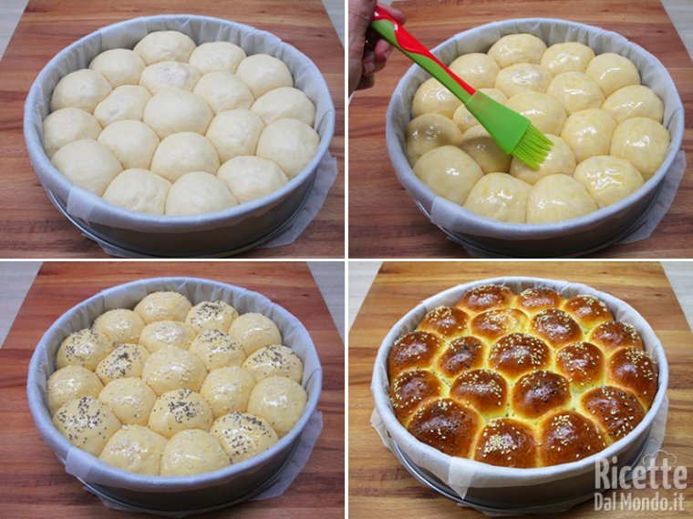 Far lievitare, spennellare e cuocere in forno caldo