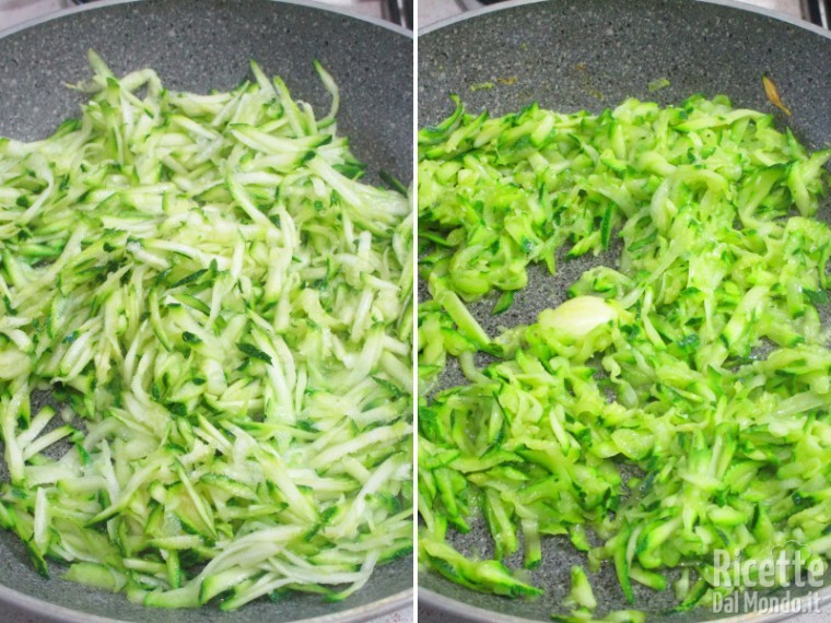 Scottere in padella le zucchine con olio e aglio