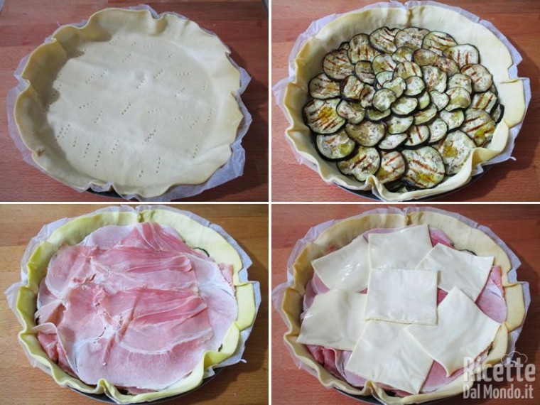 Torta di sfoglia con melanzane e prosciutto 3