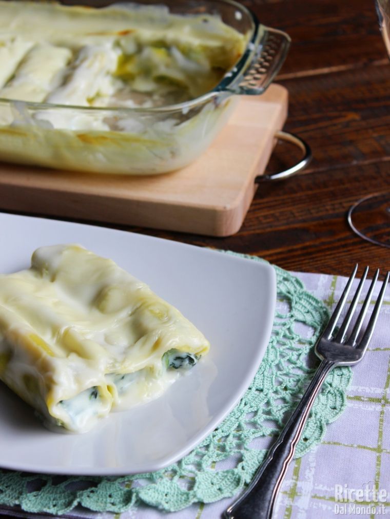 Cannelloni con ricotta e spinaci al forno