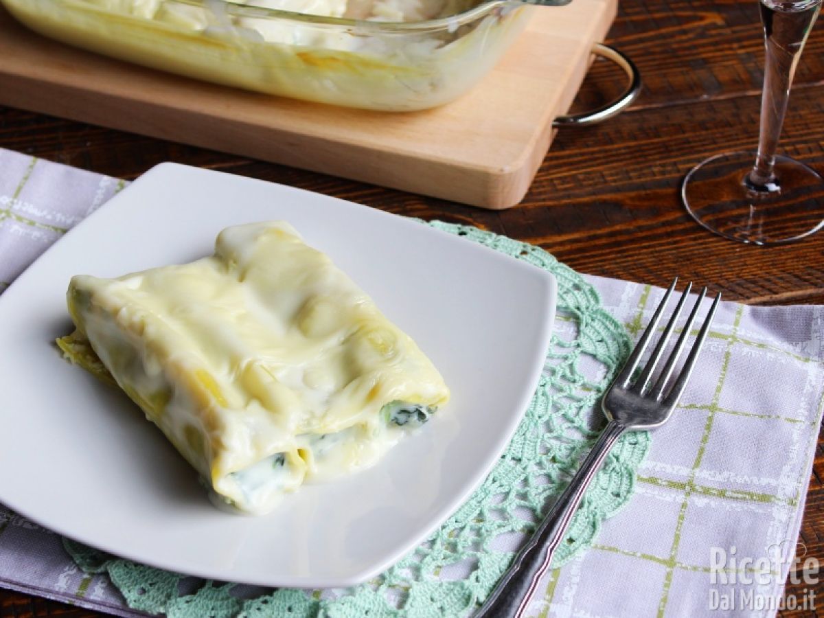 Cannelloni con ricotta e spinaci, versione vegetariana dei cannelloni
