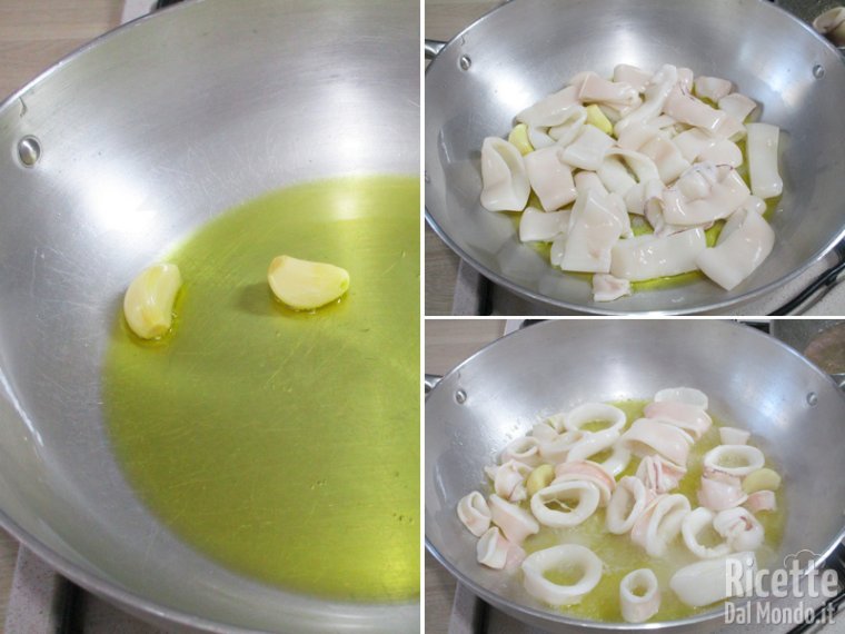 Rosolate qualche minuti i calamari con l'olio