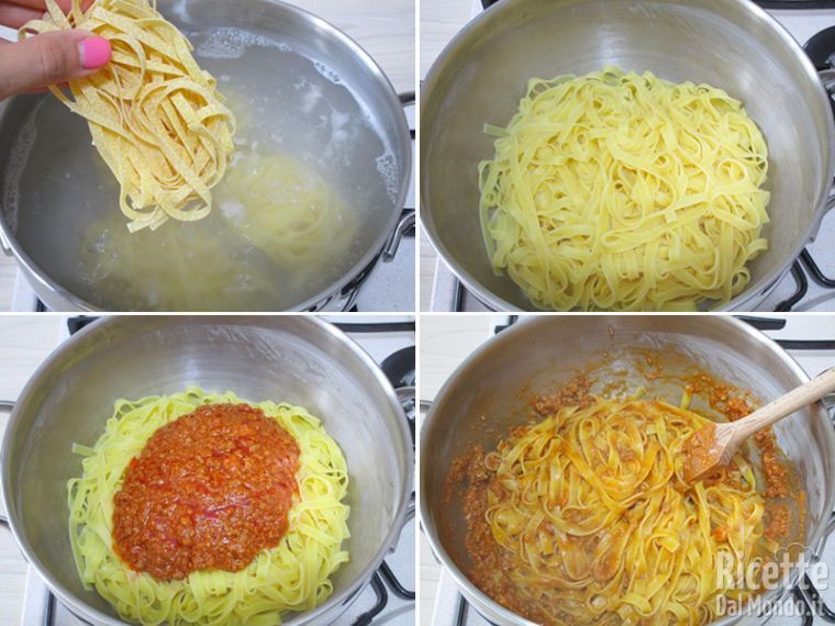 Cuocere e condire le tagliatelle