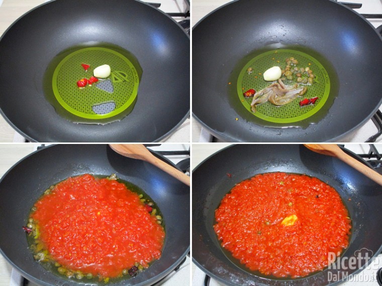 Preparare il sugo con i capperi e le acciughe