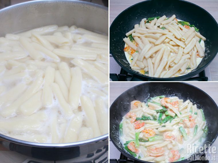 Cuocere i fusilli e unirli al condimento