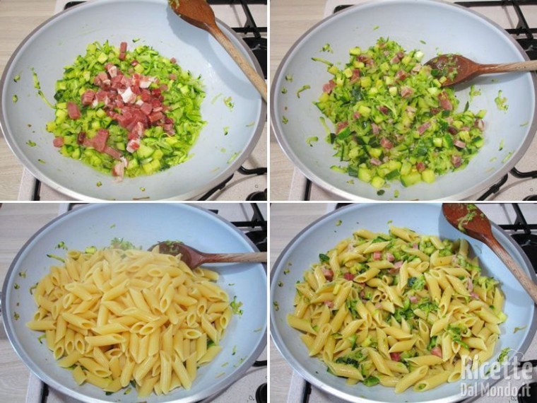 Pasta con zucchine e speck 4