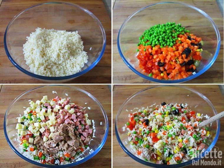 Preparare l'insalata di riso