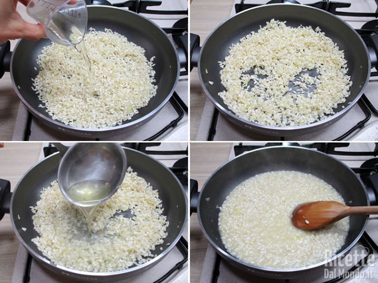 Cuocere il riso aggiungendo il brodo