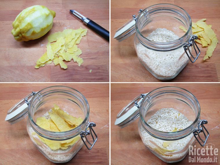 Unire le scorze del limone al riso