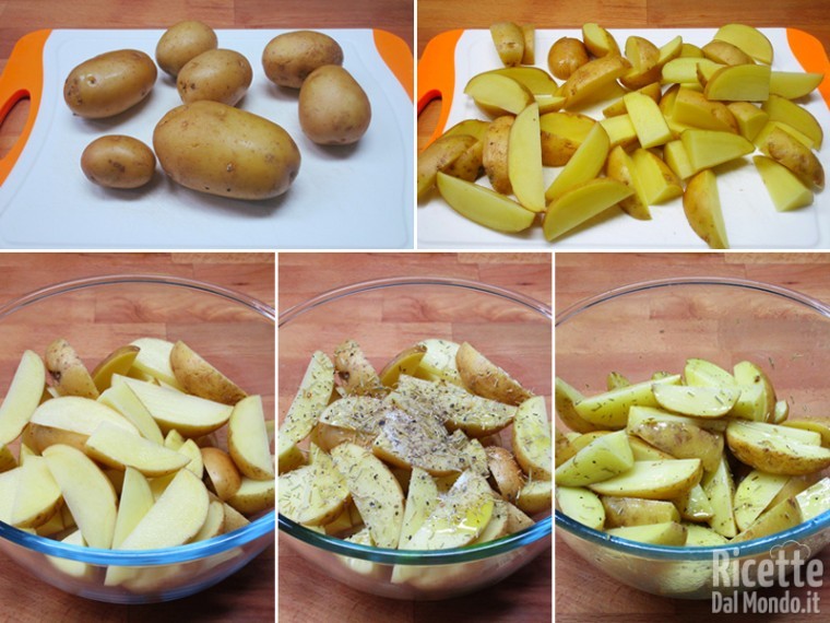 Tagliare e condire le patate